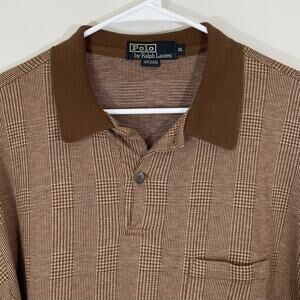 Vintage Polo Ralph Lauren — Made in USA — Brown Glen Plaid Long Sleeve Mens XL